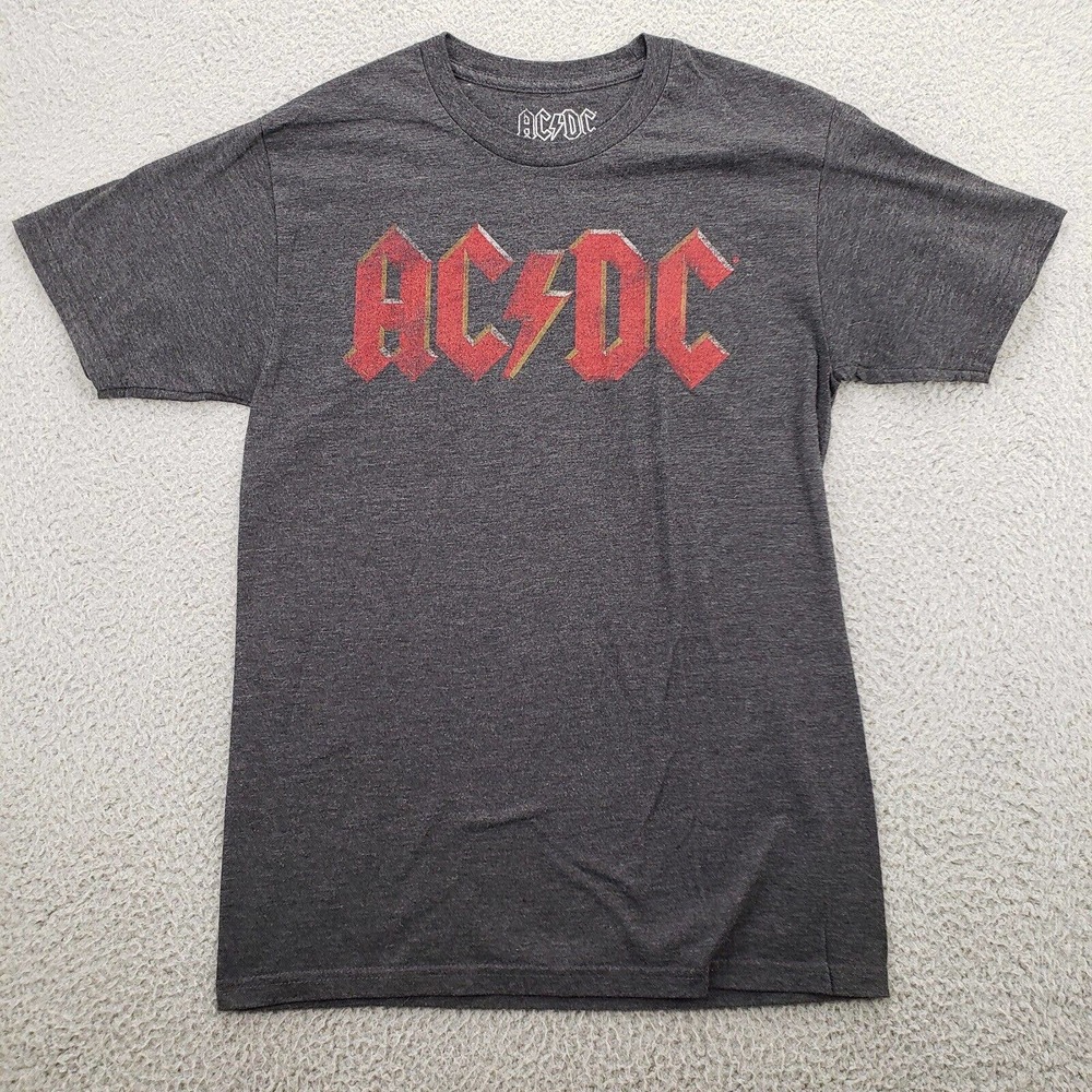AC/DC Shirt Mens‎ Small Distressed Logo Rock Band Short Sleeve Crew Neck AC DC